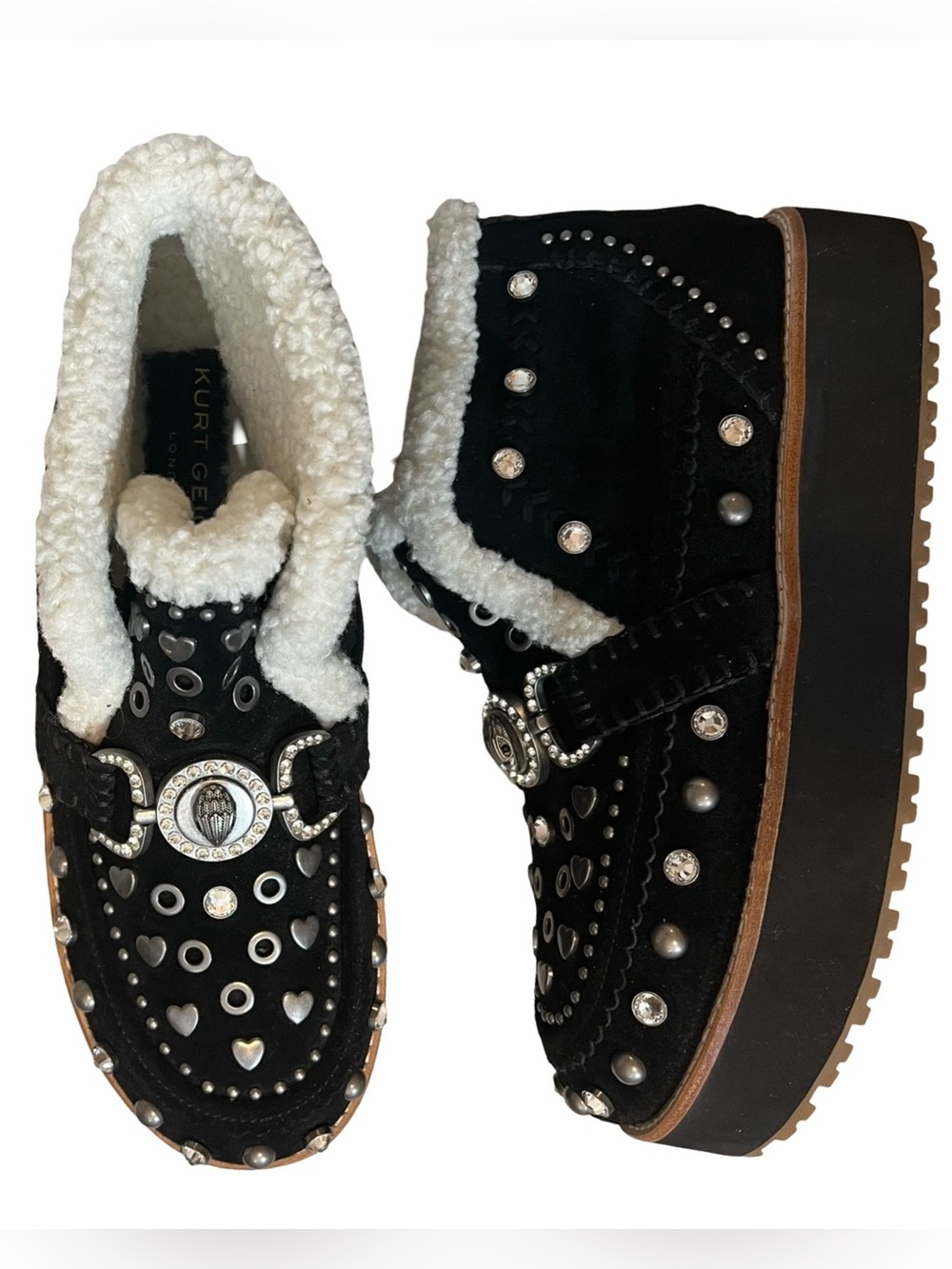 Kurt Geiger Mansion Cozy Studded Suede Platform Boots Black 41/10 NWOB - Picture 9 of 9